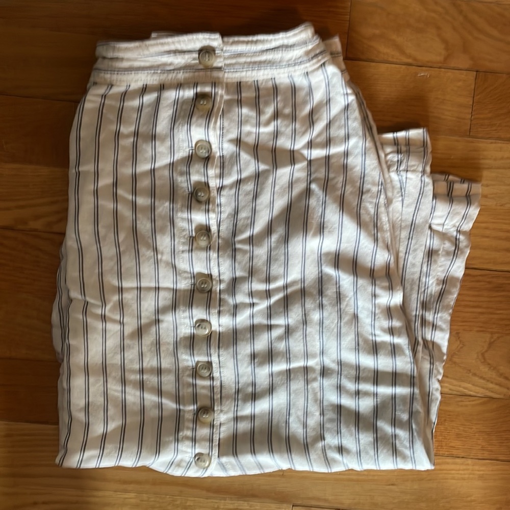 Madewell white pinstripe midi skirt